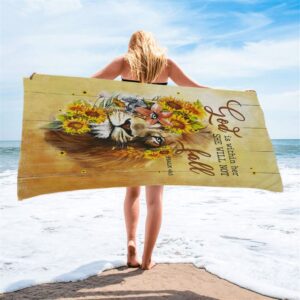 Lion Sunflower God Is Within Her She Will Not Fall Beach Towel Christian Beach Towel Beach Towel 2 ccpqei.jpg