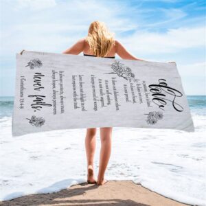 Love Is Patient Love Is Kind 1 Corinthians 134 8 Bible Verse Beach Towel Art Christian Beach Towel Beach Towel 2 u1mald.jpg