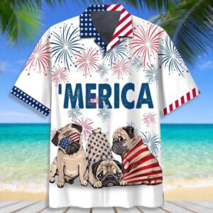 Love Pug Independence Day Hawaii Shirt, 4th…