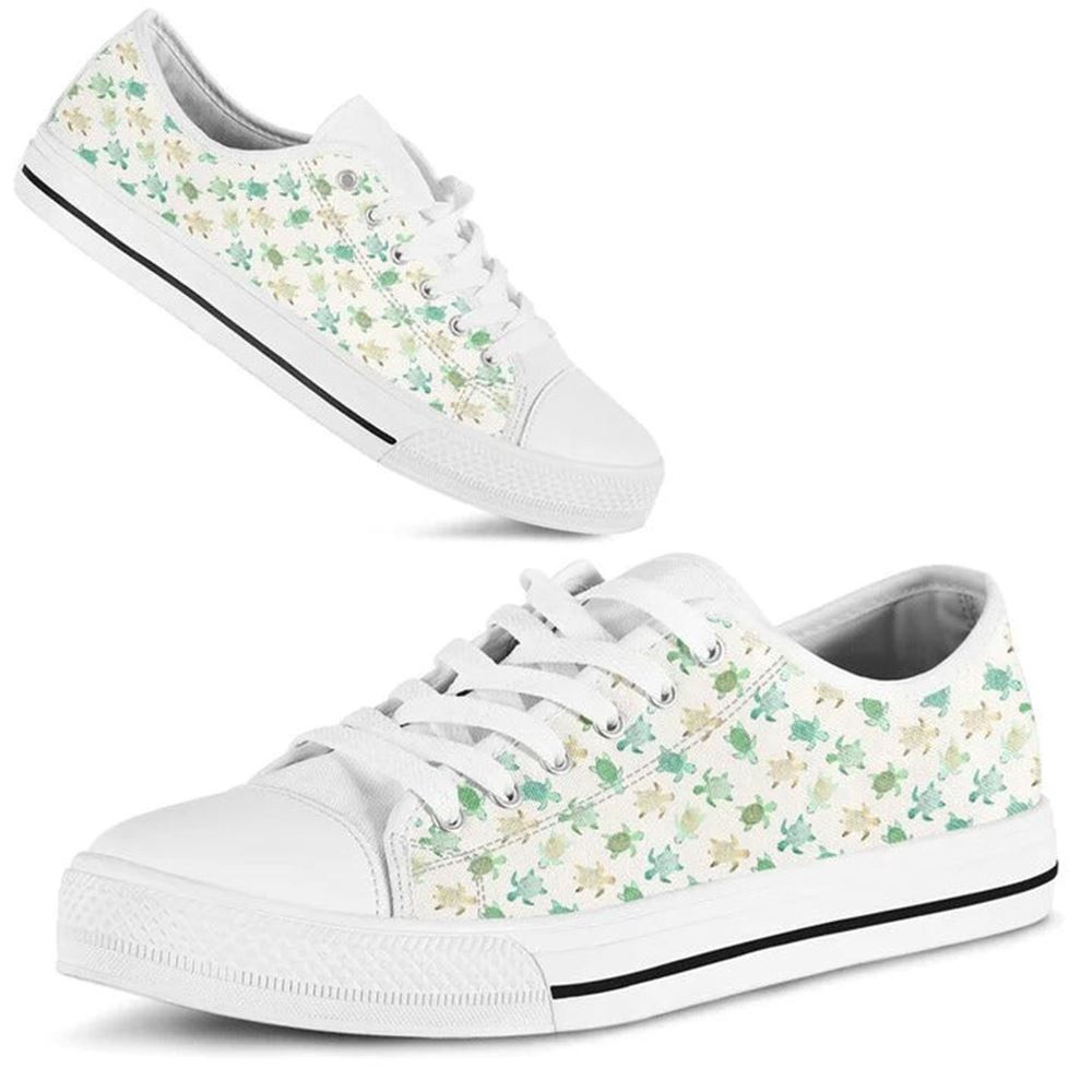 Lovely Turtle Watercolor Pattern Low Top Shoes, Low Top Designer Shoes, Low Top Sneakers Lovely Turtle Watercolor Pattern Low Top Shoes, Low Top Designer Shoes, Low Top Sneakers