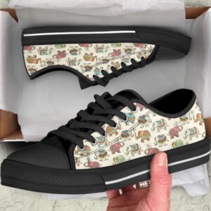 Lucky Elephant Patterns Vintage Low Top Canvas Print Shoes Low Tops Low Top Sneakers 2 ppyscy.jpg