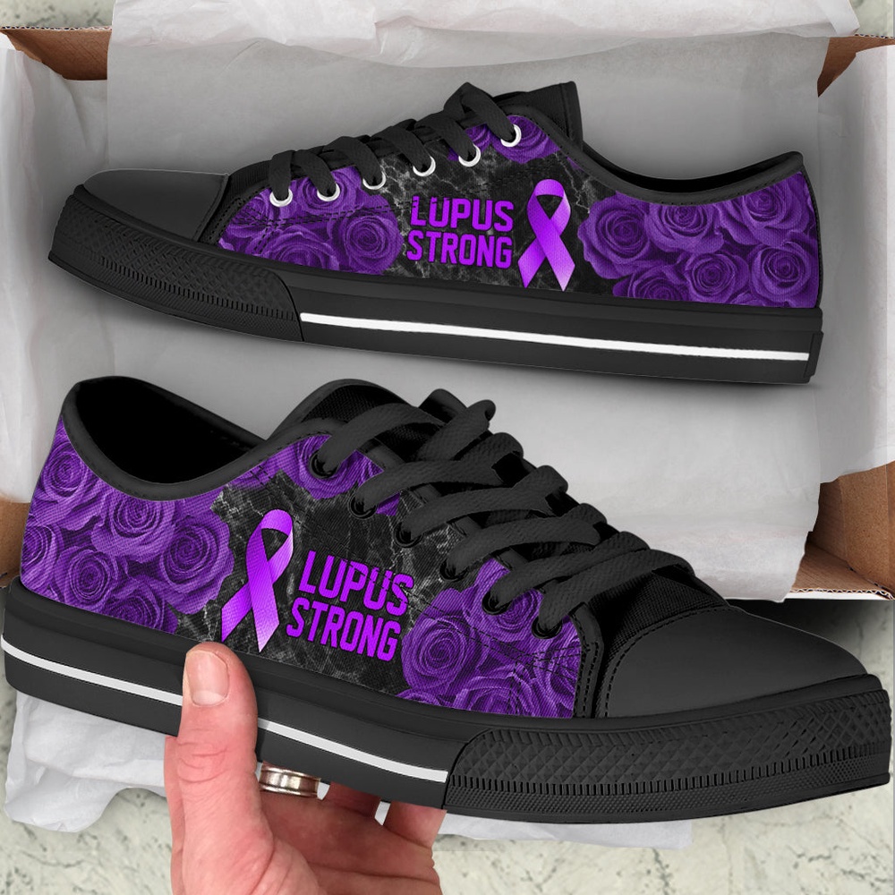 Lupus Shoes Strong Rose Flower Low Top Shoes, Low Top Designer Shoes, Low Top Sneakers