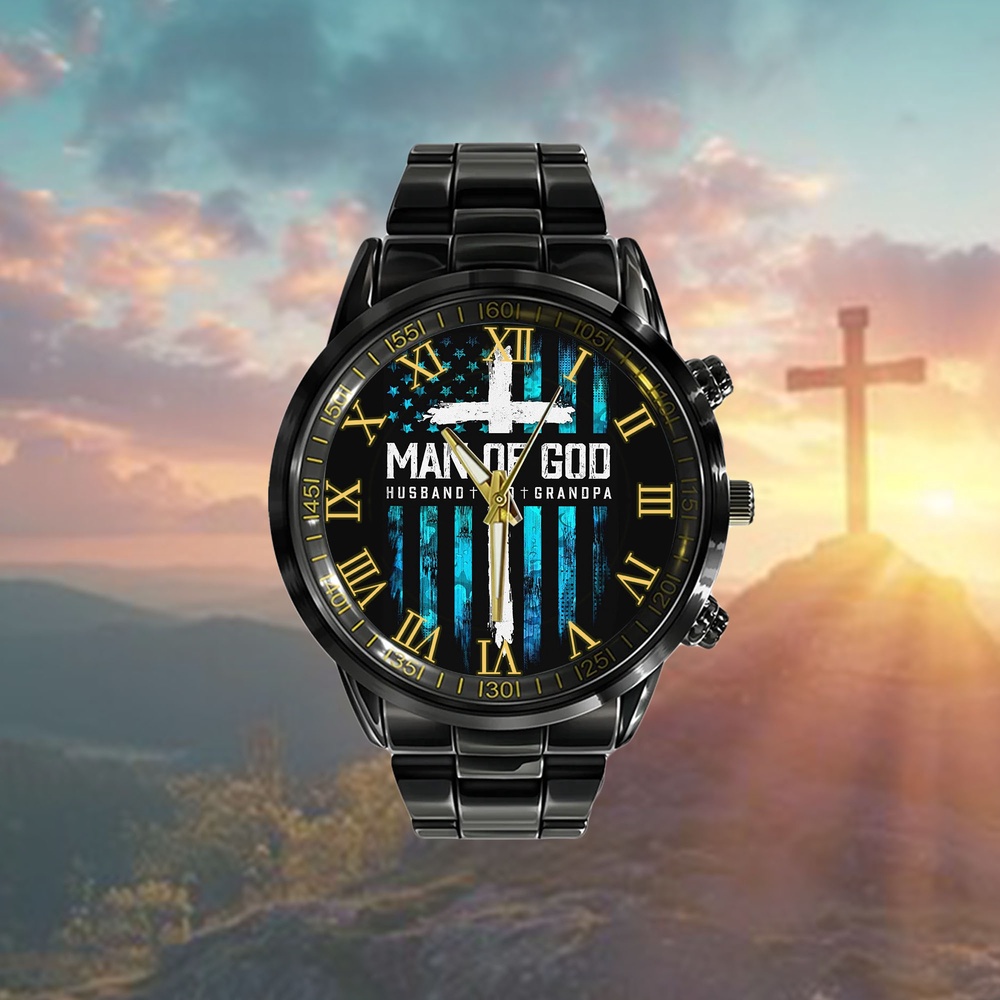 Man Of God Husband Dad Grandpa Watch, Christian Watch, Religious Watches, Jesus Watch