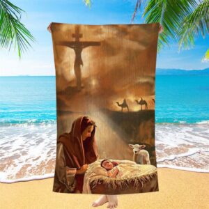 Maria And Jesus Beach Towel Pictures Christian Beach Towel Beach Towel 1 lelule.jpg