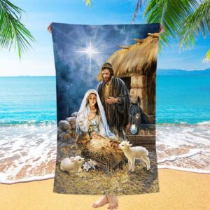 Maria Baby Jesus Was Born In Christmas Night Beach Towel Christian Beach Towel Beach Towel 1 fzagxb.jpg