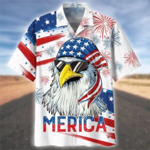 Men’s Eagle Usa Patriotic Hawaiian Shirt Patriotic…