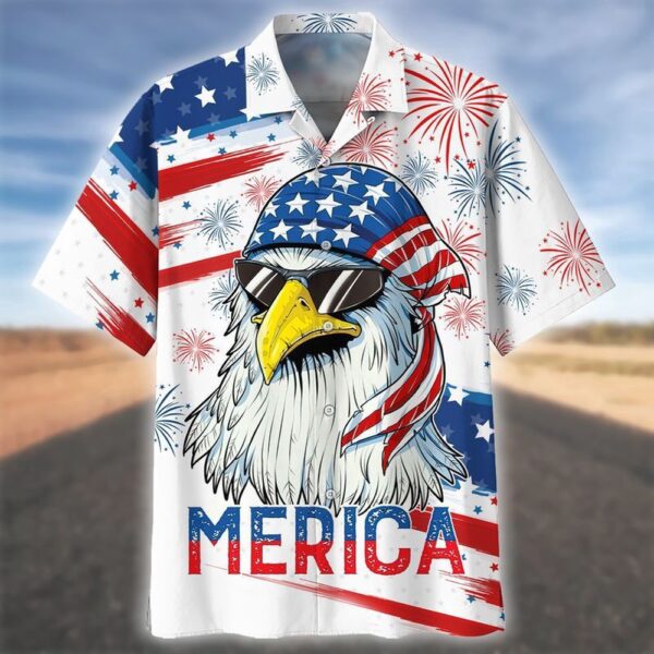 Men’s Eagle Usa Patriotic Hawaiian Shirt Patriotic Aloha Shirts Shirt, 4th Of July Hawaiian Shirt, 4th Of July Shirt