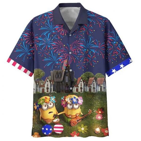 Minions Hawaiian Shirt Minion Independence Day Fireworks Hawaii Shirt, 4th Of July Hawaiian Shirt, 4th Of July Shirt