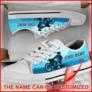 Motocross Mountain Blue Personalized Canvas Low Top…