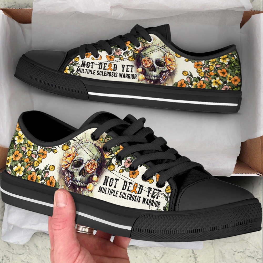 Multiple Sclerosis Shoes Rose Flowers Skull Low Top Shoes Canvas Shoes, Low Top Designer Shoes, Low Top Sneakers
