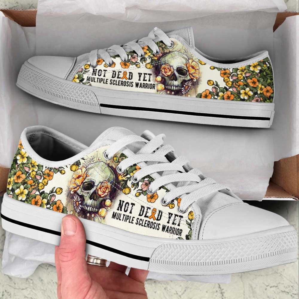 Multiple Sclerosis Shoes Rose Flowers Skull Low Top Shoes Canvas Shoes, Low Top Designer Shoes, Low Top Sneakers