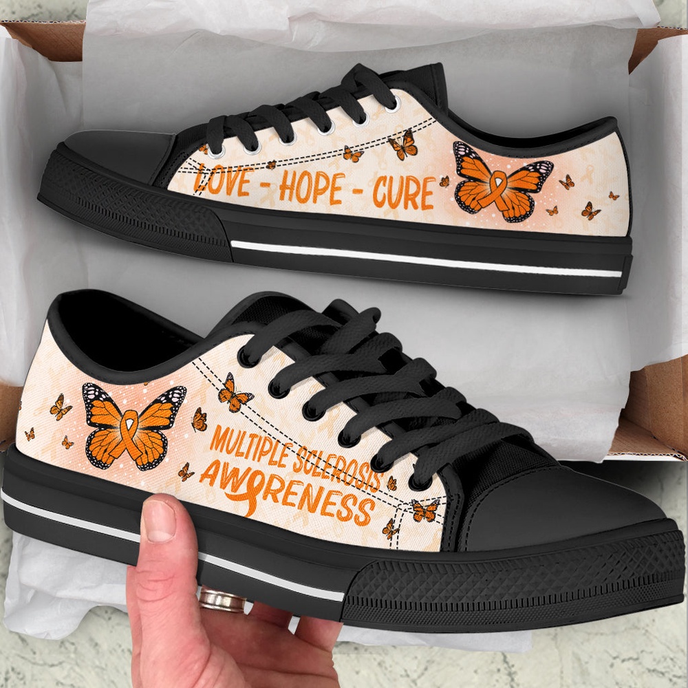 Multiple Sclerosis Shoes With Butterfly Version Low Top Shoes, Low Top Designer Shoes, Low Top Sneakers