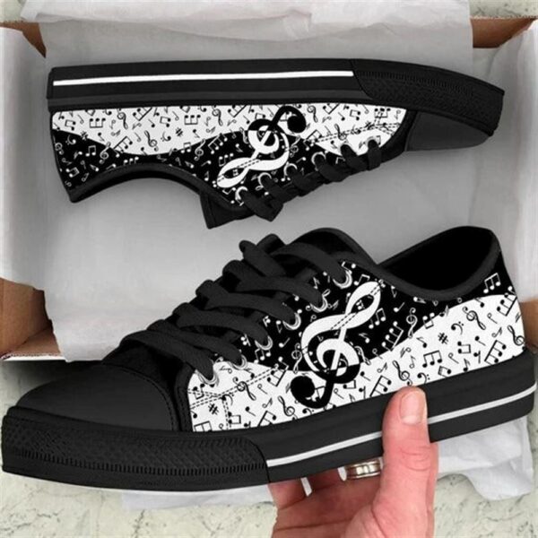 Music Note Signs Old Pattern Canvas Low Top Shoes, Low Top Designer Shoes, Low Top Sneakers