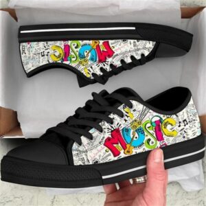 Music Street Funny Icon Canvas Low Top…