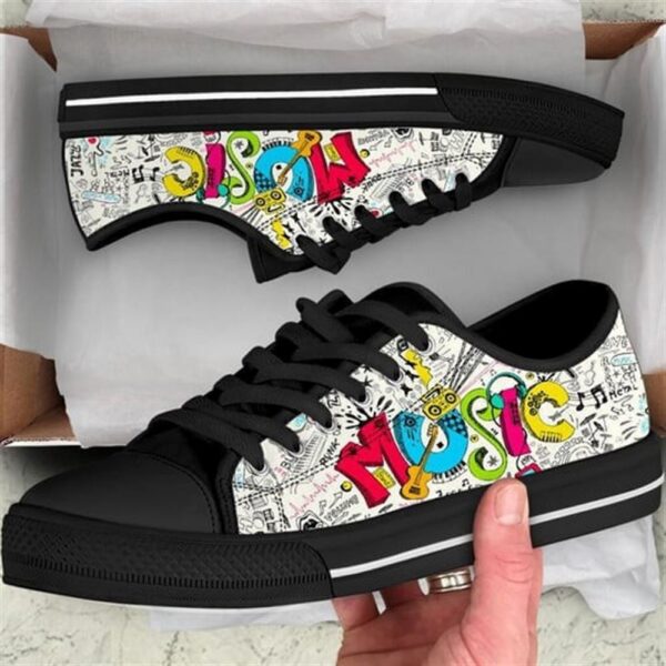 Music Street Funny Icon Canvas Low Top Shoes, Low Top Designer Shoes, Low Top Sneakers