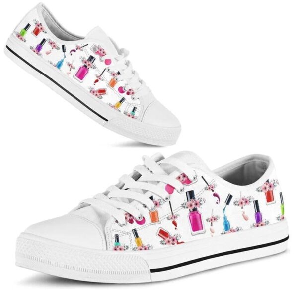 Nails Tool Flower Watercolor Low Top Shoes, Low Top Designer Shoes, Low Top Sneakers