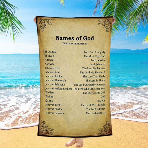 Names Of God Beach Towel, The Old Testament, Christian Beach Towel, Beach Towel