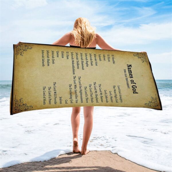 Names Of God Beach Towel, The Old Testament, Christian Beach Towel, Beach Towel