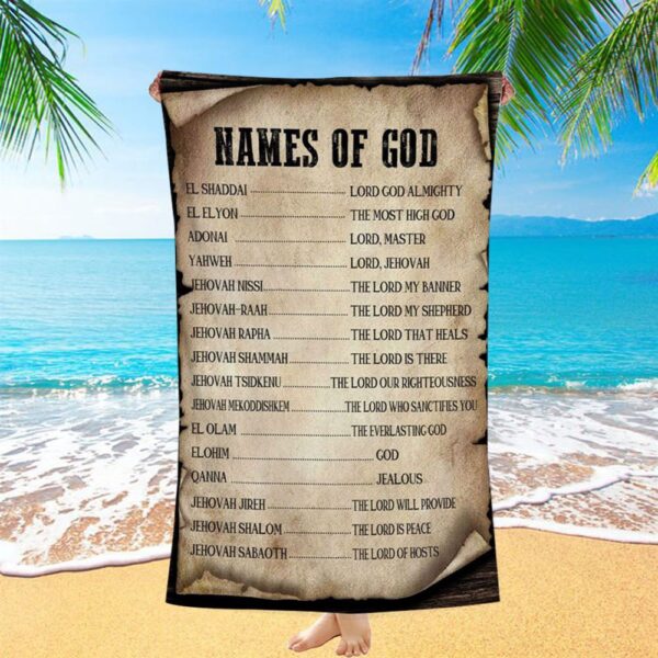 Names Of God Christian Beach Towel, Christian Beach Towel, Beach Towel