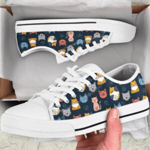 Navy Cute Cat Low Top Shoes Meow-tastic…