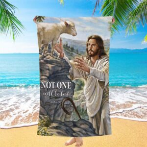 Not One Will Be Lost Jesus Lamb Beach Towel Pictures Christian Beach Towel Beach Towel 1 ggzdtf.jpg