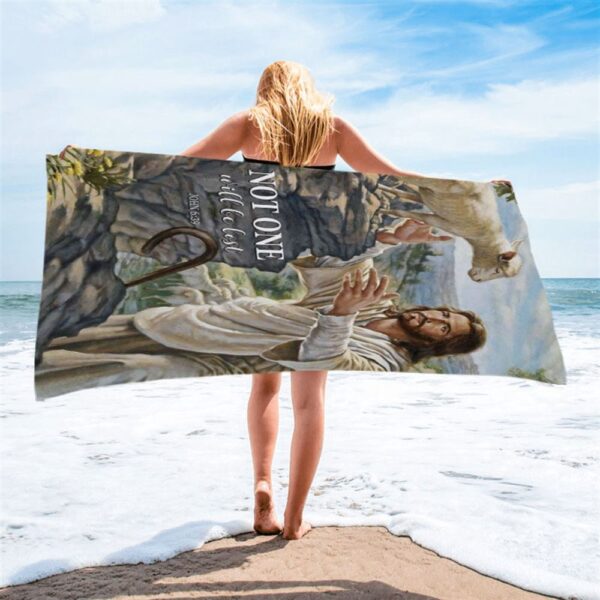 Not One Will Be Lost Jesus & Lamb Beach Towel Pictures, Christian Beach Towel, Beach Towel