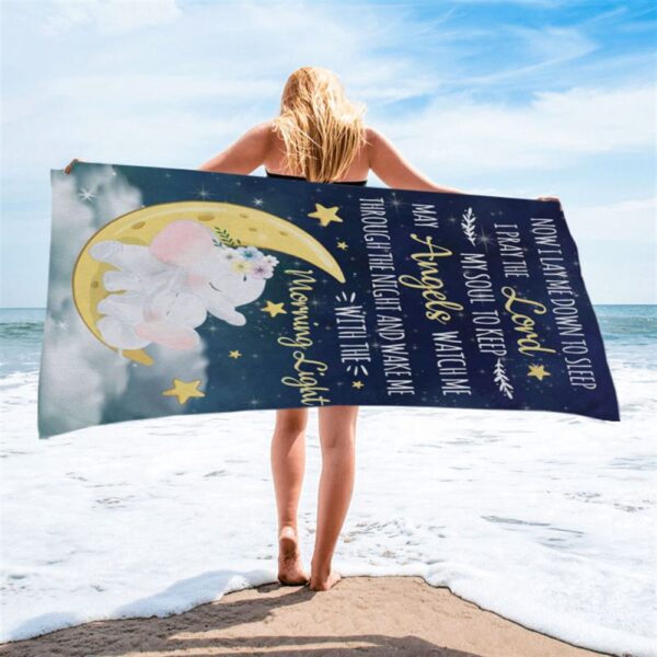 Now I Lay Me Down To Sleep Christian Beach Towel, Christian Beach Towel, Beach Towel