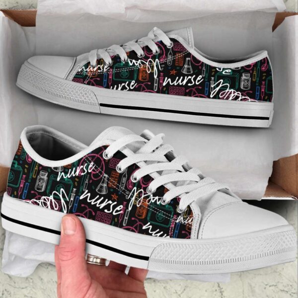 Nurse Hand Drawn Pattern Low Top Shoes Canvas Sneakers Comfortable, Low Top Designer Shoes, Low Top Sneakers