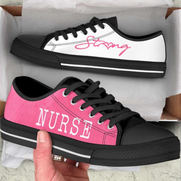 Nurse Strong Pink White Low Top Shoes Canvas Sneakers, Low Top Designer Shoes, Low Top Sneakers