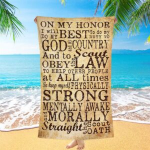 On My Honor I Will Do My Best Straight The Scout Oath Beach Towel Christian Beach Towel Beach Towel 1 ngzxcx.jpg