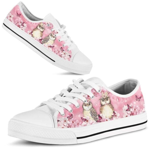 Owl Cherry Blossom Low Top Shoes, Low Tops, Low Top Sneakers