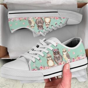 Owl Flower Watercolor Low Top Shoes, Low…