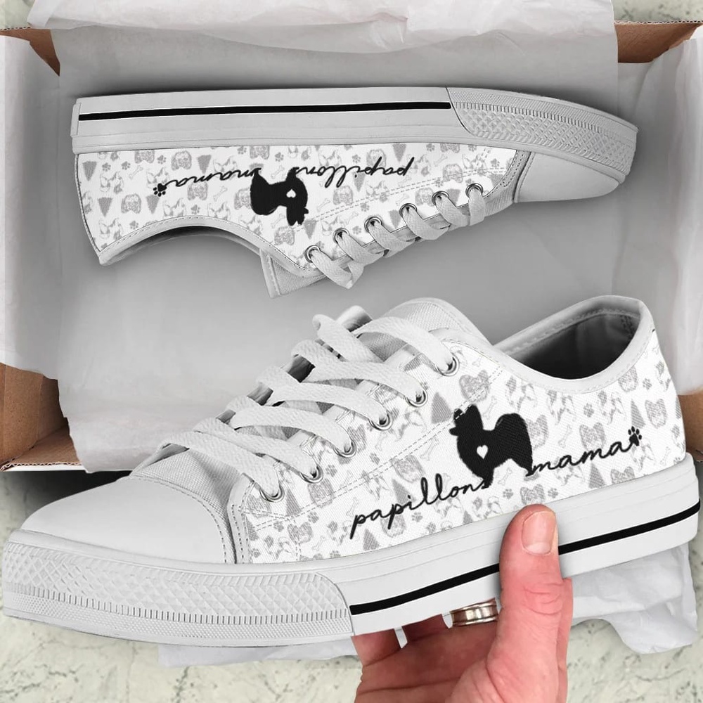 Papillon Low Top, Dog Memorial Gift, Designer Low Top Shoes, Low Top Sneakers