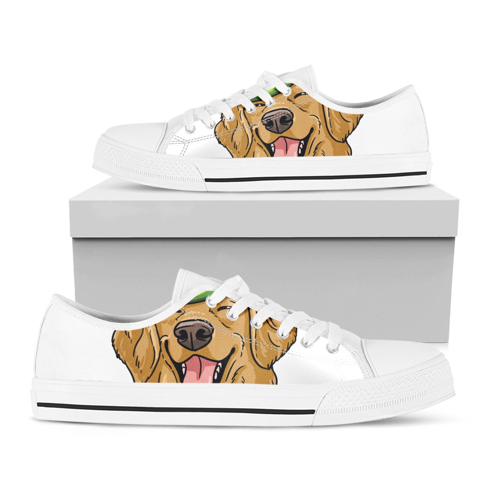 Patrick’s Day Golden Retriever Print White Low Top Shoes, Low Top Designer Shoes, Low Top Sneakers Patrick’s Day Golden Retriever Print White Low Top Shoes, Low Top Designer Shoes, Low Top Sneakers