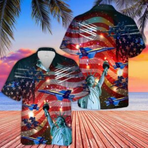 Patriot 4Th Of July Hawaiian Shirt Blue…