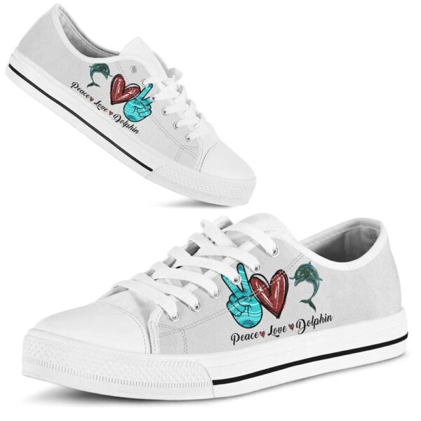 Peace Love Dolphin Sign Low Top Shoes, Low Tops, Low Top Sneakers