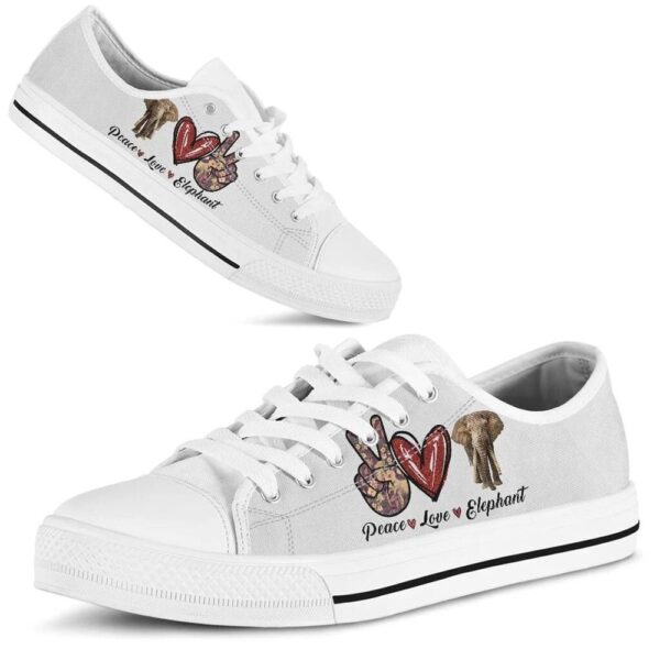 Peace Love Elephant Sign Low Top Shoes, Low Tops, Low Top Sneakers