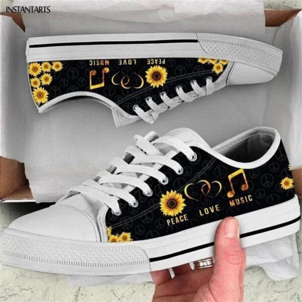 Peace Love Music Low Top Shoes, Low Top Designer Shoes, Low Top Sneakers