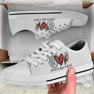 Peace Love Owl Sign Low Top Shoes,…