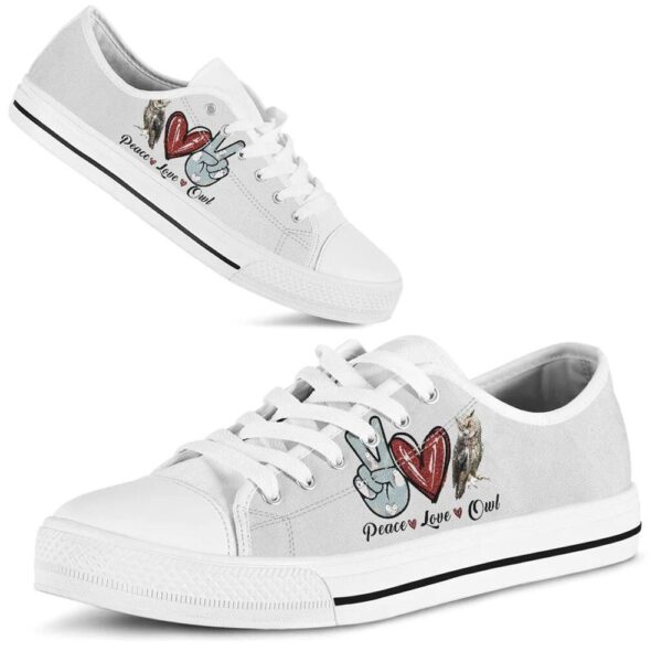 Peace Love Owl Sign Low Top Shoes, Low Tops, Low Top Sneakers