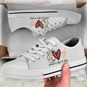 Peace Love Pig Sign Low Top Shoes,…