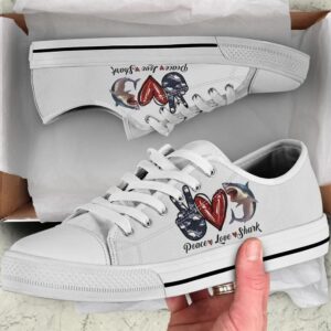 Peace Love Shark Sign Low Top Shoes,…