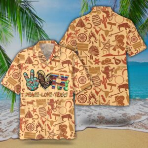Peace Love Texas Hawaiian Shirt, Texas Hawaii…