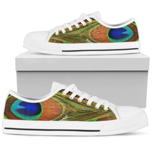 Peacock Print Shoes Women’s Low Top Shoes,…