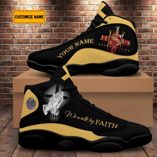 Personalize We Walk By Faith, Jesus Saved My Life Basketball Shoes For Jesus Lovers, Christian Basketball Shoes, Basketball Shoes 2024