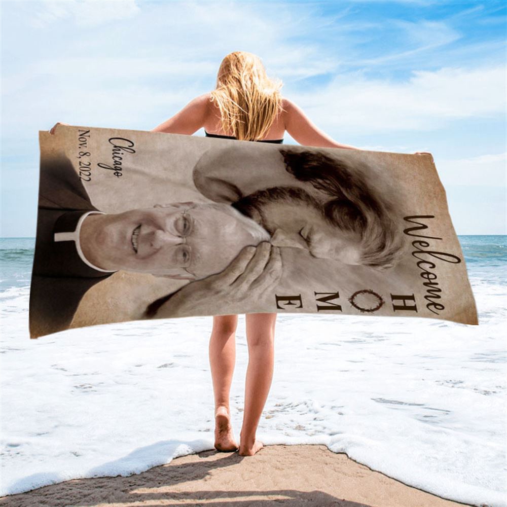 Personalized Beach Towel Safe In God’s Arms, Custom Welcome Home Beach Towel, Christian Beach Towel, Beach Towel Personalized Beach Towel Safe In God’s Arms, Custom Welcome Home Beach Towel, Christian Beach Towel, Beach Towel