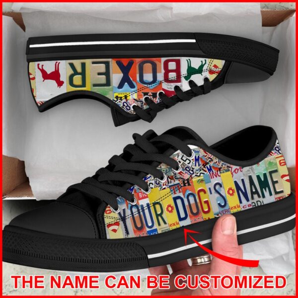 Personalized Boxer Lover License Plates Low Top Sneaker, Designer Low Top Shoes, Low Top Sneakers