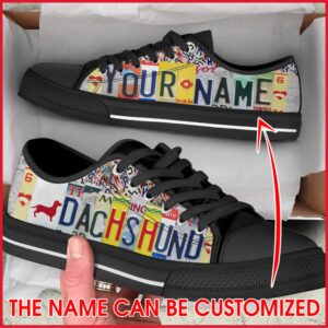 Personalized Dachshund License Plates Low Top Sneaker Designer Low Top Shoes Low Top Sneakers 2 yscwsh.jpg