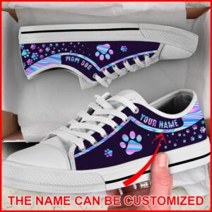 Personalized Dog Mom Holographic Background Low Top Sneaker Malalan, Designer Low Top Shoes, Low Top Sneakers