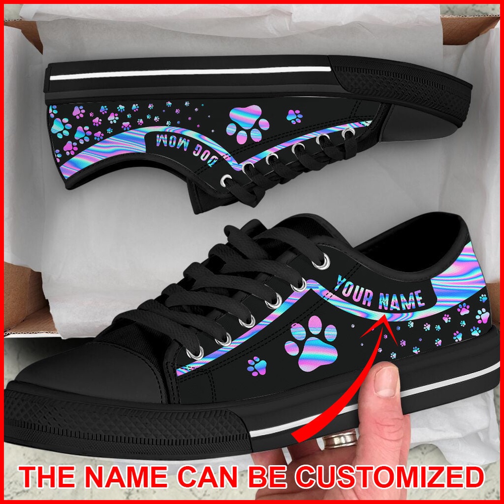 Personalized Dog Mom Holographic Background Low Top Sneaker Malalan, Designer Low Top Shoes, Low Top Sneakers Personalized Dog Mom Holographic Background Low Top Sneaker Malalan, Designer Low Top Shoes, Low Top Sneakers